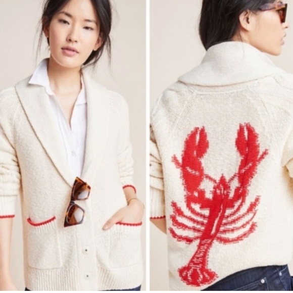 Anthropologie Lobster Cardigan - Picture 2 of 9